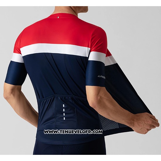 2019 Maillot Ciclismo La Passione Rouge Blanc Bleu Manches Courtes et Cuissard